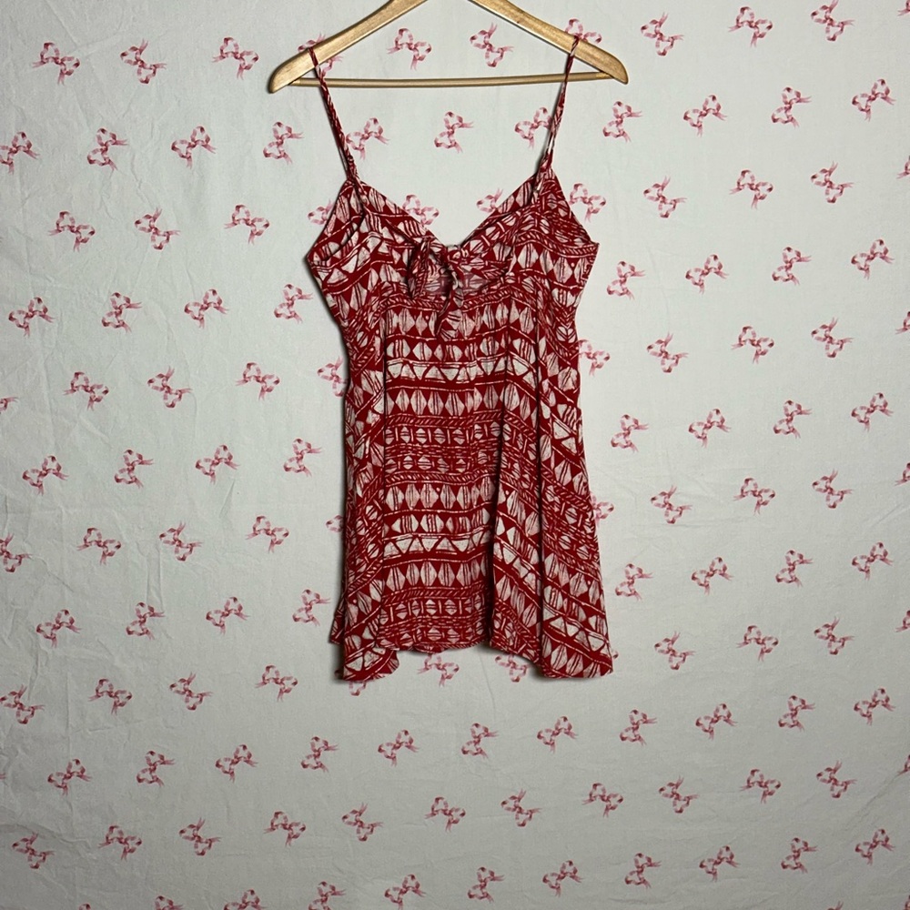 Red Patterned Spaghetti Strap Top - image 1